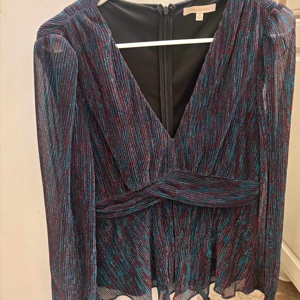 Skies Are Blue Multicolor Long Sleeve Blouse